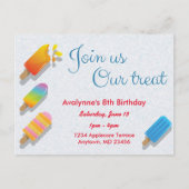 Kom bij ons onze traktatie ijslolly uitnodigingska uitnodiging briefkaart (Voorkant)