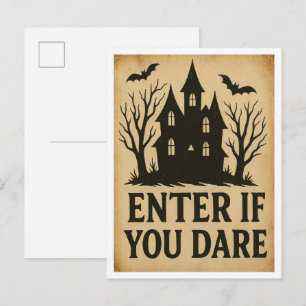 Kom binnen als je durft Vintage Halloween Briefkaart