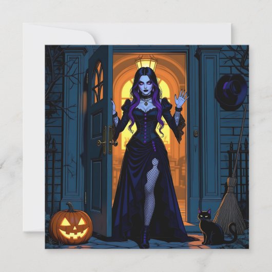 Kom binnen als je durft | Wicked Witch Halloweenfe Kaart (Voorkant)