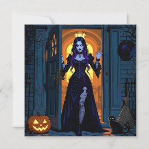 Kom binnen als je durft   Wicked Witch Halloweenfe Kaart