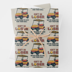 Kom binnen, loser vintage grappige golfkar golfen inpakpapier vel