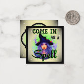 Kom binnen voor een spreuk _ Halloween Notitiekaartje (Voorkant / Achterkant in situ)