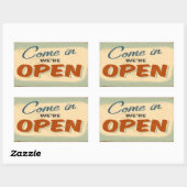 Kom binnen, we zijn open rechthoekige sticker (Vel)