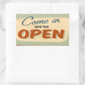 Kom binnen, we zijn open rechthoekige sticker (Tas)