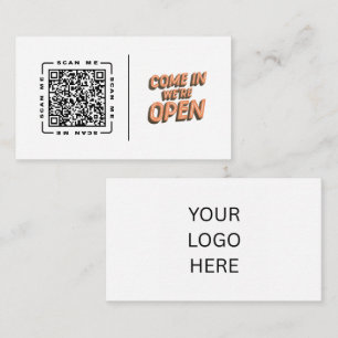 Kom binnen, wij zijn open    Aanpasbare QR-code en Visitekaartje