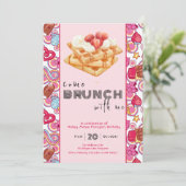 Kom brunch met mij roze uitnodiging (Staand voorkant)