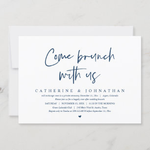 Kom brunch met ons, Bruiloft Elopement Party Kaart