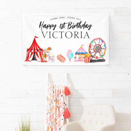 Kom Een Alle Carnaval Circus Show Kinderen Verjaar Spandoek (Insitu)