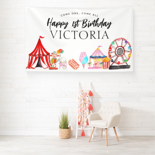 Kom Een Alle Carnaval Circus Show Kinderen Verjaar Spandoek (Insitu)