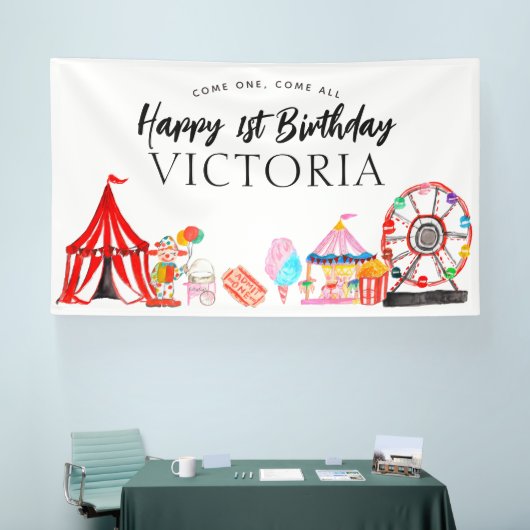 Kom Een Alle Carnaval Circus Show Kinderen Verjaar Spandoek (Beurs)