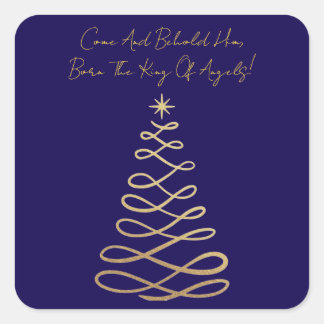 Kom en aanschouw Hem | Kerstmis vierkante stickers