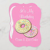 Kom en eet Cake Fun Birthday Party Mededelingen Kaart (Voorkant / Achterkant)