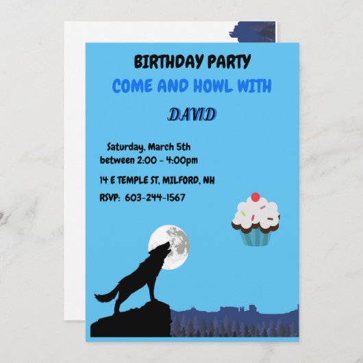 Kom en "HOWL" Wolf Birthday Uitnodiging (Voorkant / Achterkant)