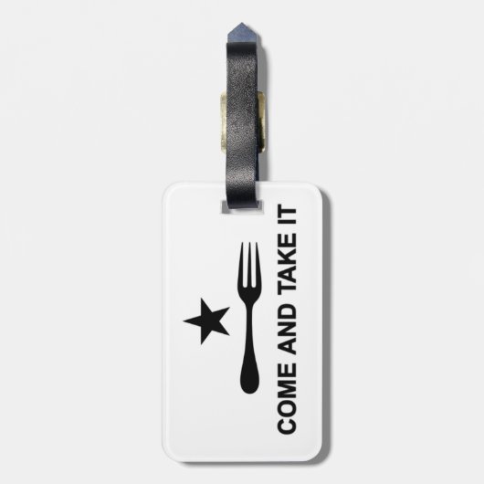 Kom en neem het vork bagagelabel (Achterkant verticaal)