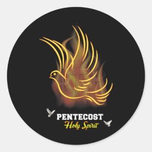 Kom Heilige Geest Duif Kruis Christelijk Jezus Pin Ronde Sticker