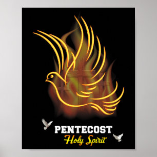 Kom Heilige Geest Duif Kruis Christelijke Jezus Pi Poster
