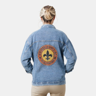 Kom Holla! Fleur-de-lis Circle Logo Denim Jacket