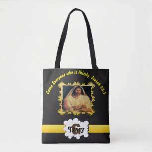 Kom iedereen die dorst heeft. Isaiah 55:1 monogram Tote Bag