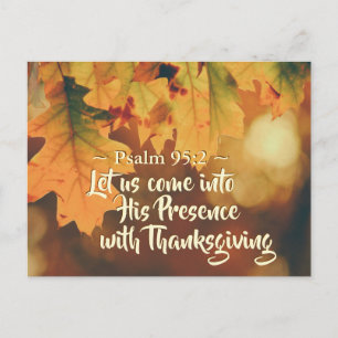 Kom in zijn aanwezigheid met Thanksgiving, Bijbel Briefkaart