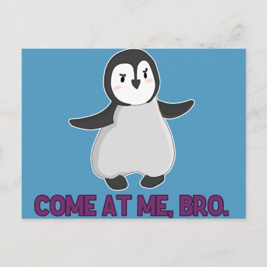 Kom mee, Bro Penguin briefkaart (Voorkant)
