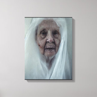 Kom mee naar een granny spooky halloween poster canvas afdruk