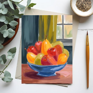 Kom met fruit aquarelschildering briefkaart