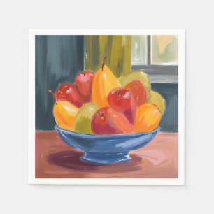 Kom met fruit aquarelschildering servet