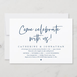 Kom met ons vieren, bruiloft Elopement Brunch Kaart