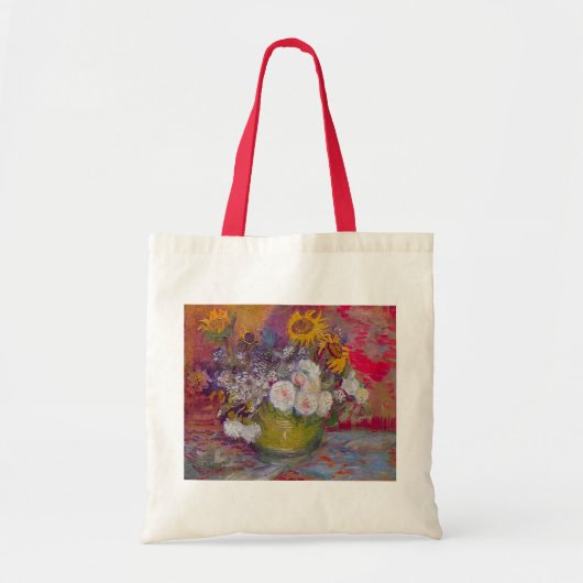 Kom met zonnebloemen en rozen door Vincent van Gog Tote Bag (Voorkant)