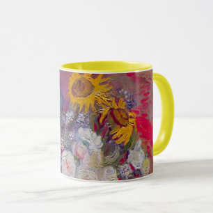 Kom met zonnebloemen en rozen van Vincent van Gogh Mok