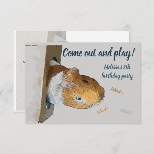Kom naar buiten en speel uitnodiging voor cavia-fe (Voorkant / Achterkant)
