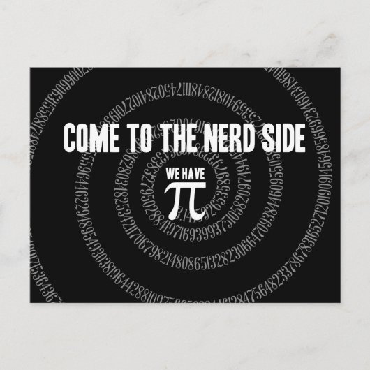 Kom naar de nerd voor Pi op Black Briefkaart (Voorkant)
