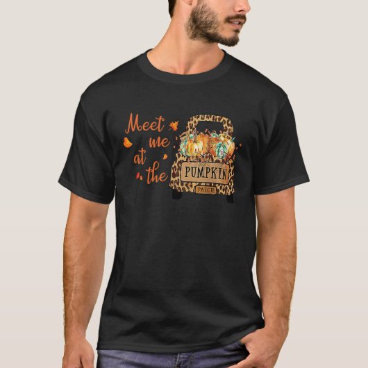 Kom naar de pompoen Leopard Patch Thanksgiving T-shirt (Voorkant)