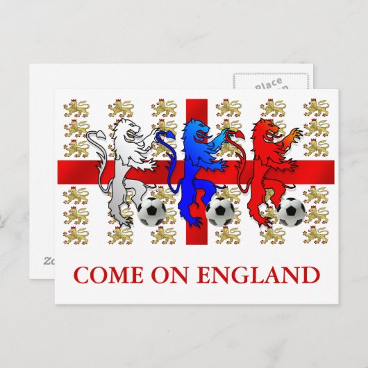 Kom naar Engeland, het Three Lions Briefkaart (Voorkant / Achterkant)