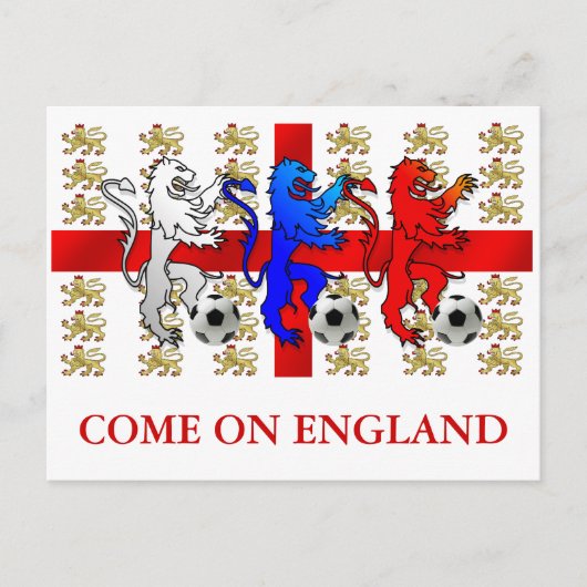 Kom naar Engeland, het Three Lions Briefkaart (Voorkant)