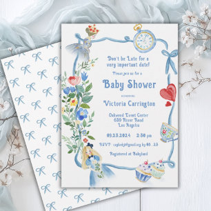 Kom niet te laat Alice in Wonderland Baby Shower Kaart