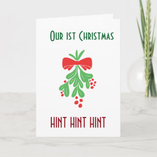 **KOM ONDER DE MISTLETOE** ONZE 1e KERST Feestdagen Kaart