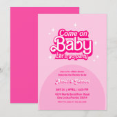 Kom op Baby Let's Go Party roze Baby shower Kaart (Voorkant / Achterkant)