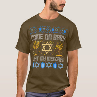Kom op met Baby Light My Menorah Jewish Ugly Hanuk T-shirt