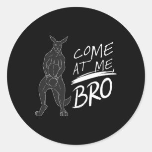Kom op mij bro Funny Kangaroo Boxer Boksen Geschen Ronde Sticker