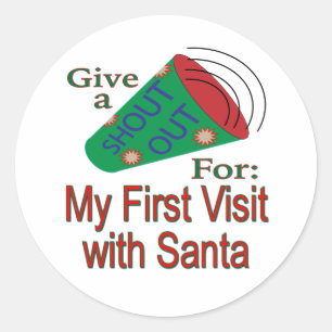 Kom op voor mijn eerste bezoek met de Kerstman Ronde Sticker