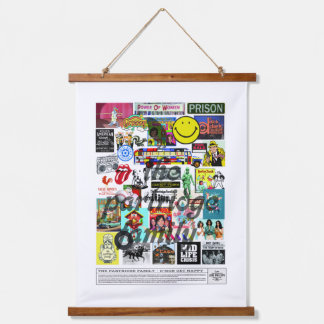 Kom op, wees gelukkig – Retro Popcultuur Collage Hangend Wandkleed