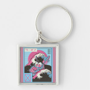 Kom Ramen Vaporwave Design Sleutelhanger