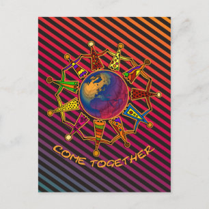 Kom samen met mensen strepen zwarte harmonie briefkaart