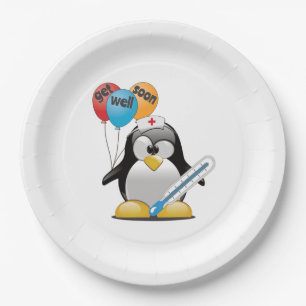 Kom snel goed. Penguin Nurse. Papieren Bordje