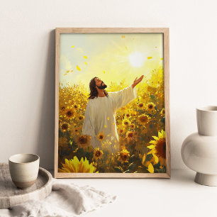 Kom tot Zijn Licht _ Zonnebloem Poster Bijbelvers