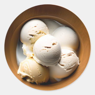 Kom van Vanille Ice Cream Food Ronde Sticker