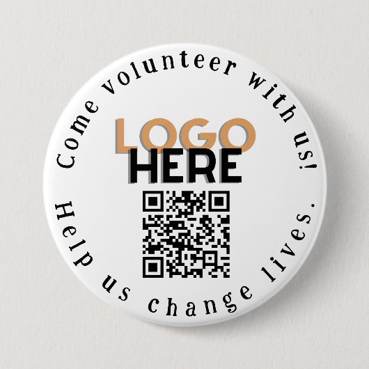 Kom Vrijwilliger QR Code Promotie Button Pin (Voorkant)
