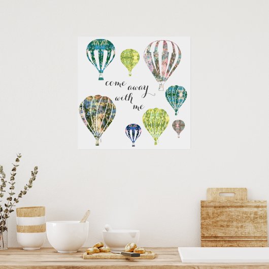 Kom weg met mij | Heet Air-luchtballonnen Poster (Keuken)