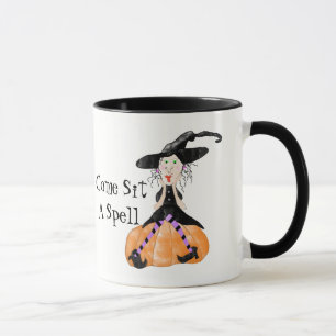 Kom zitten een spreuk heks Halloween Mok